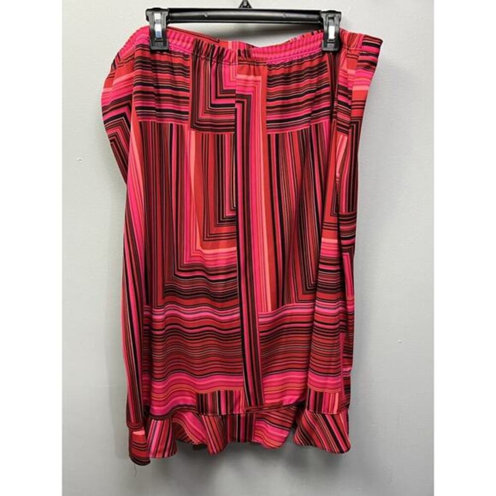 Notations Skirt Womens Plus Size‎ 2X Midi Stretch Y2K Pink/Black Geometric